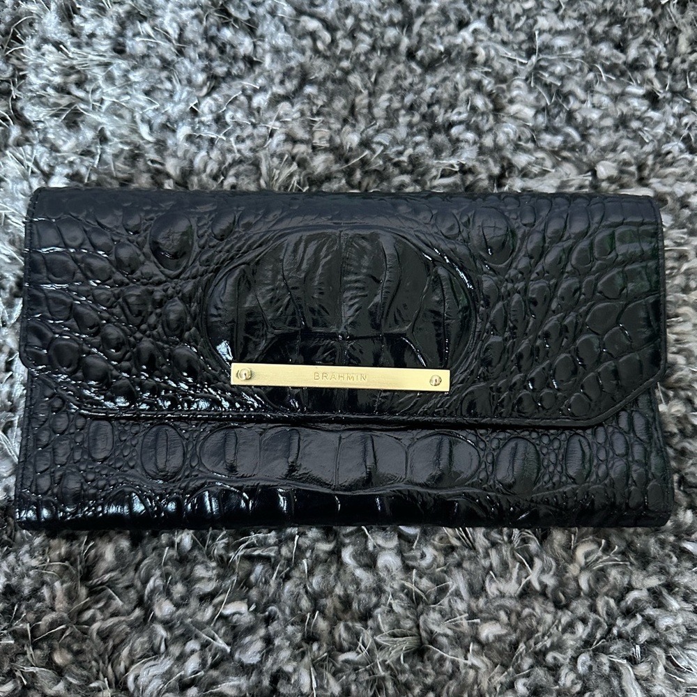 Brahmin Melbourne Collection Crocodile Checkbook/Wallet